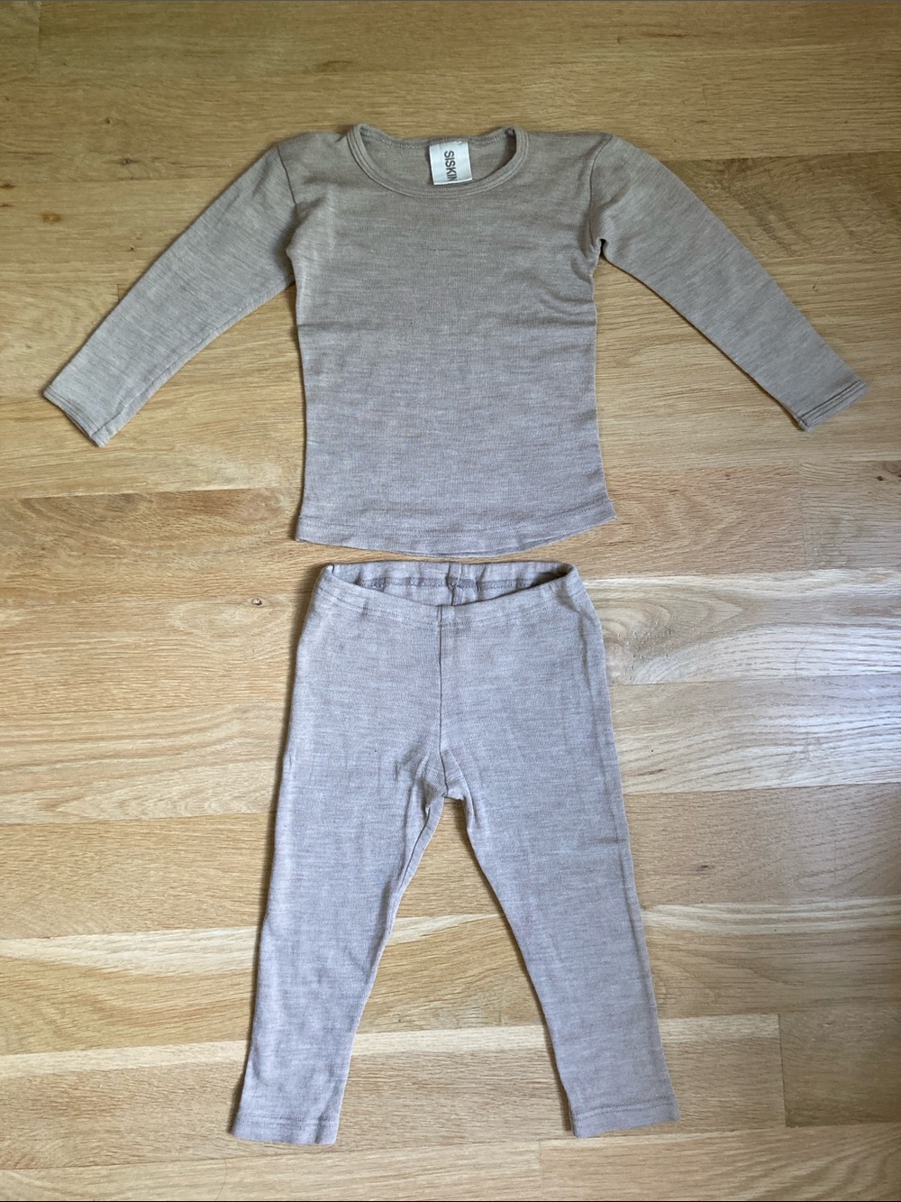 Siskin Lark Top & Finch Leggings - Merino Wool & Silk - Sandstorm 1-2y